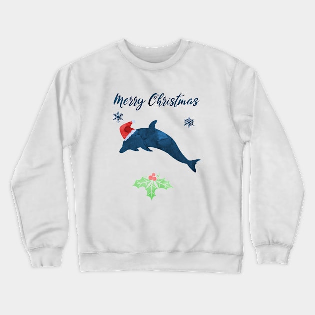Christmas Dolphin Art Crewneck Sweatshirt by TheJollyMarten
